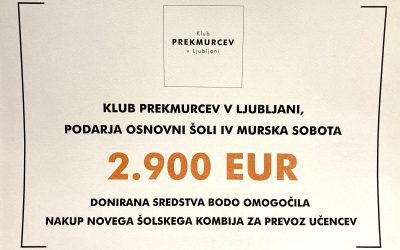 Donacija Kluba Prekmurcev v Ljubljani za nakup kombija za prevoz učencev Osnovne šole IV Murska Sobota